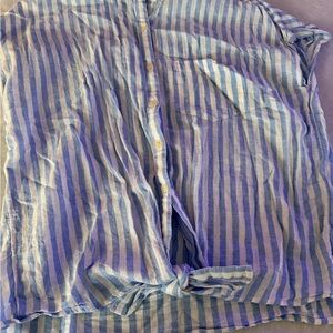 Old Navy Light Blue and White Striped Shirt